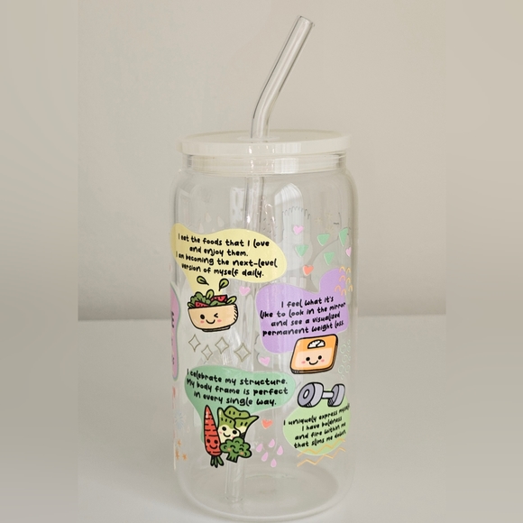 Positive Affirmations For Weight Loss 16oz Clear Beer Can Glass Cup - Picture 2 of 5